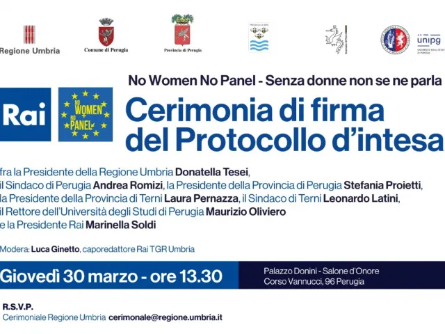 "No Women No Panel - Senza donne non se ne parla”, firma del Protocollo d’intesa - Perugia, Salone d’Onore di Palazzo Donini